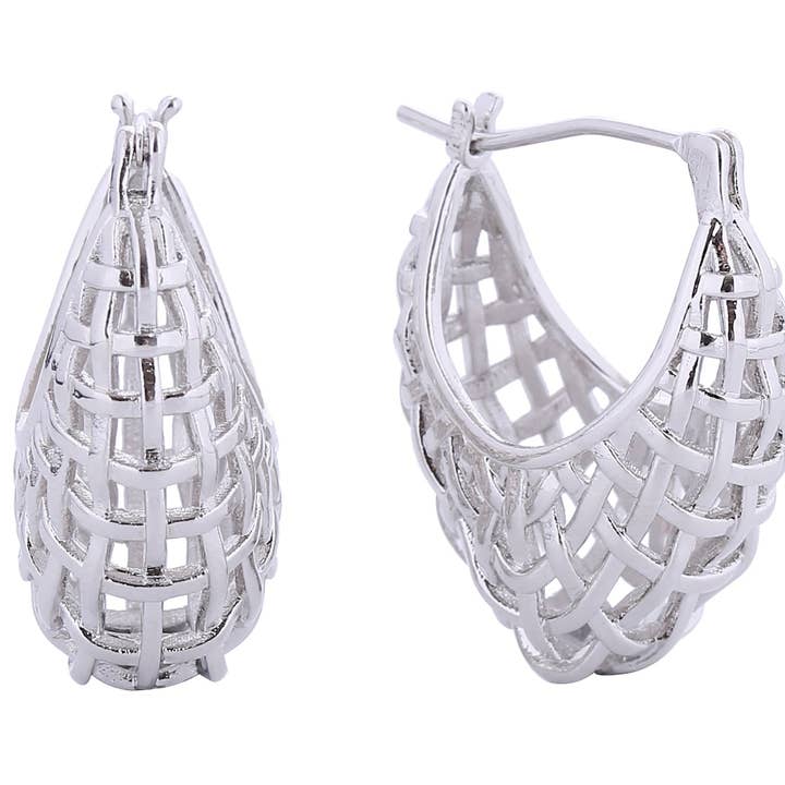 MiMi Wholesale - Wholesale Hoop Earrings - SJE310668 14K Basketweave Pincatch Earrings