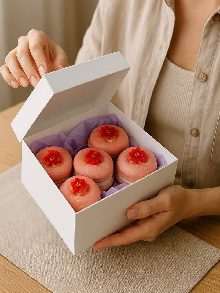 Jumbo Double Stack Melonberry Doughnut Bath Bombs x 5 in a Gift Box for wholesale by The Stuff I Love