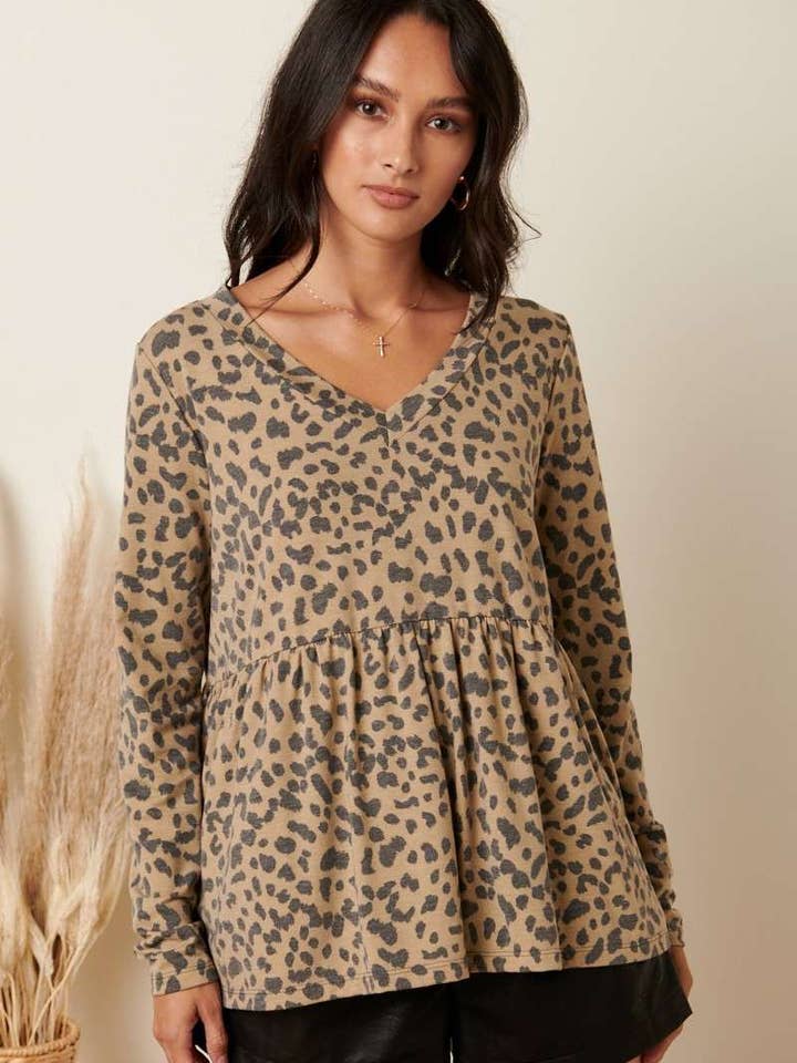 T10148 GEBREIDE BABYDOLL MET DIERENPRINT EN V-HALS voor wholesale door mittoshop