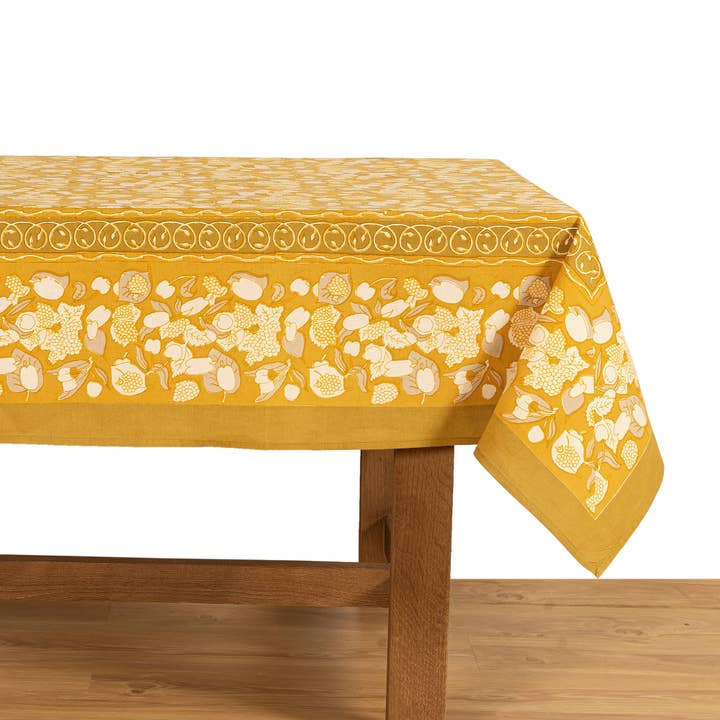 Couleur Nature - Wholesale Tablecloth - Forest Harvest Grey & Mustard | French Tablecloths10