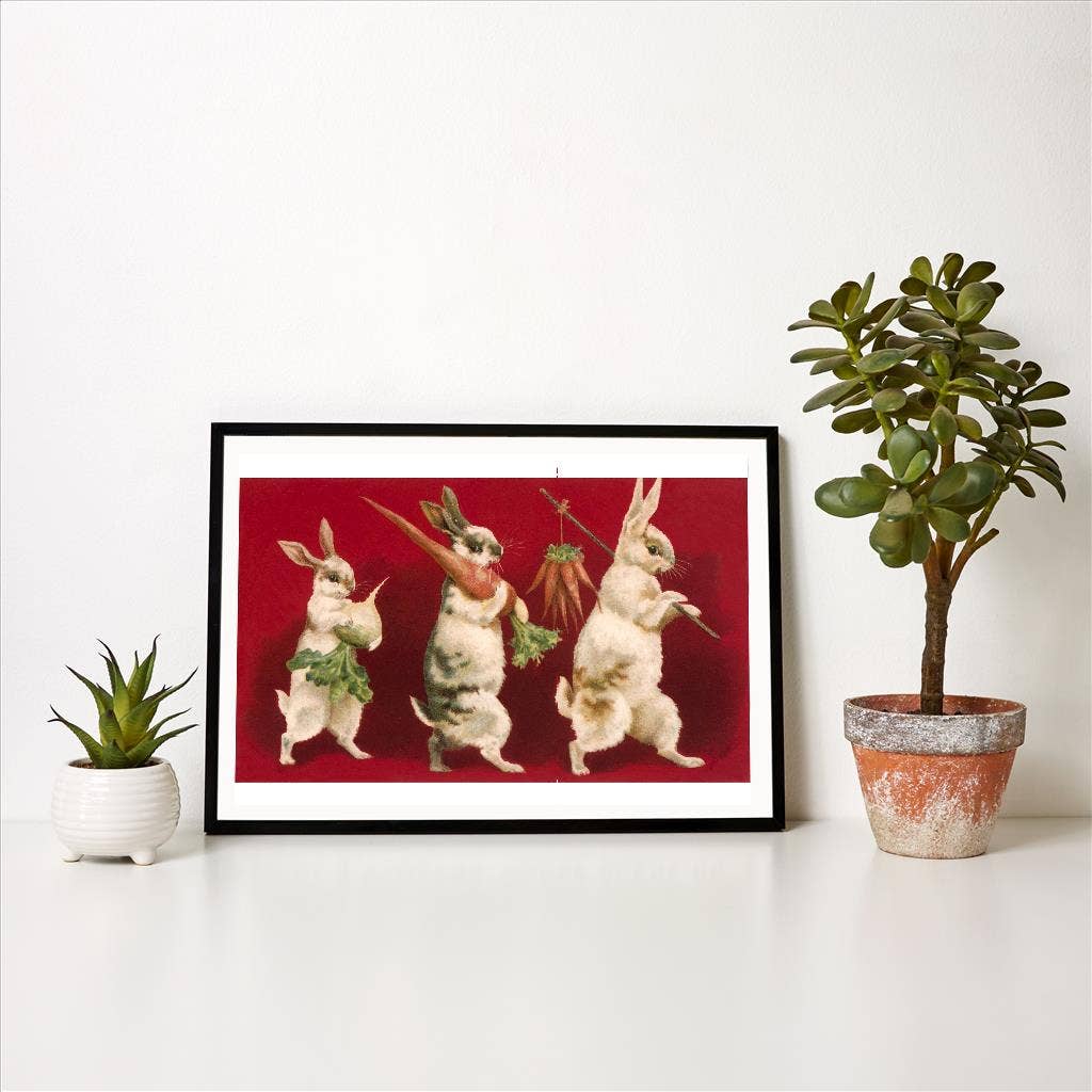 Found Image Press - Venta al por mayor Ilustración - Impresión de Arte FR-123 Tres Conejos Llevando Verduras1