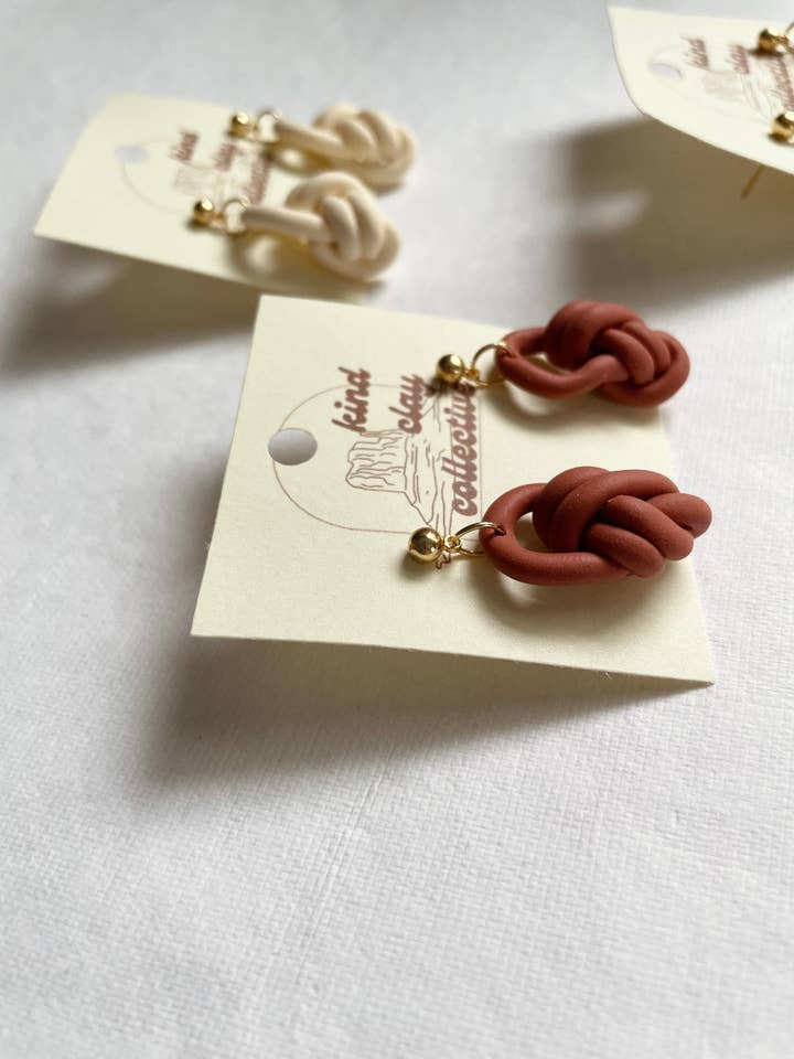 Handmade Polymer Clay Earrings | Knotted Earrings | Clay Knot Earrings for wholesale by Kind Clay Collective