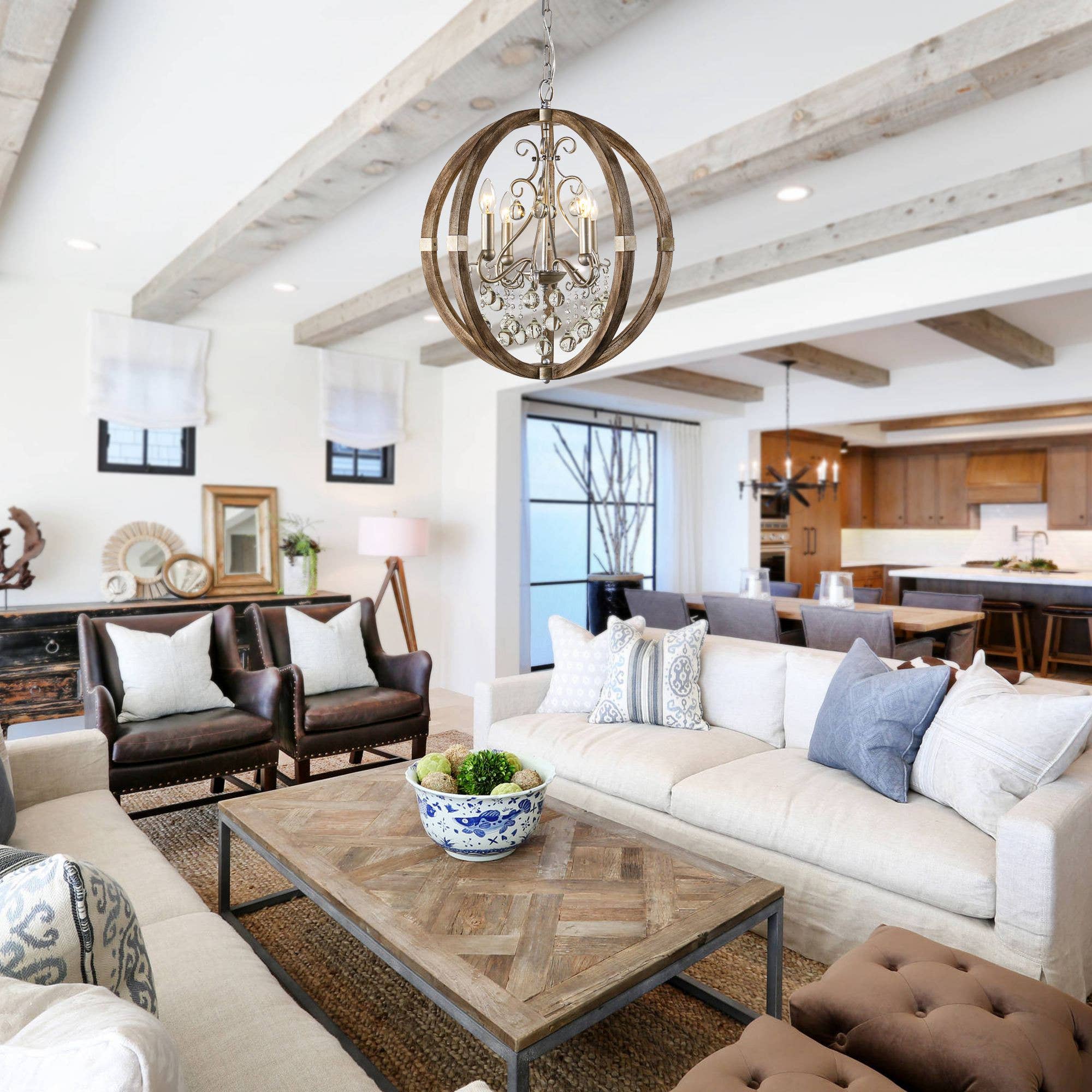 Brio Lighting - Wholesale Chandelier/Hanging Light - Lusteria Rustic Brown 4-Light Caged Pendant Light3