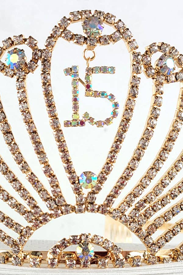 Chicas - Wholesale Tiara - Dames - Quinceanera tiara met juwelen en hanger, 15-delig, HT9085