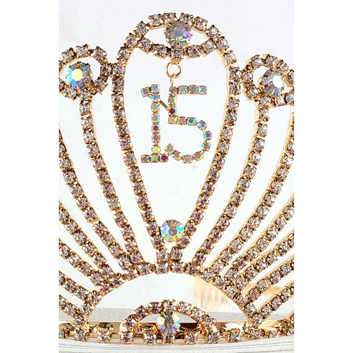 Chicas - Wholesale Tiara - Dames - Quinceanera tiara met juwelen en hanger, 15-delig, HT9085