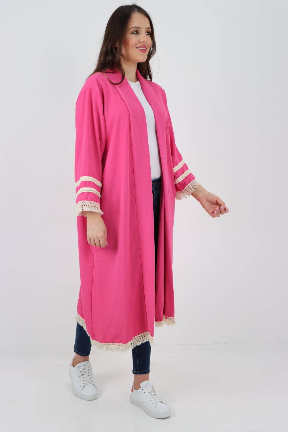 Miss Bold - Vente Cardigan – femme - Cardigan long à manches longues avec franges, ouverture devant, Made in Italy18