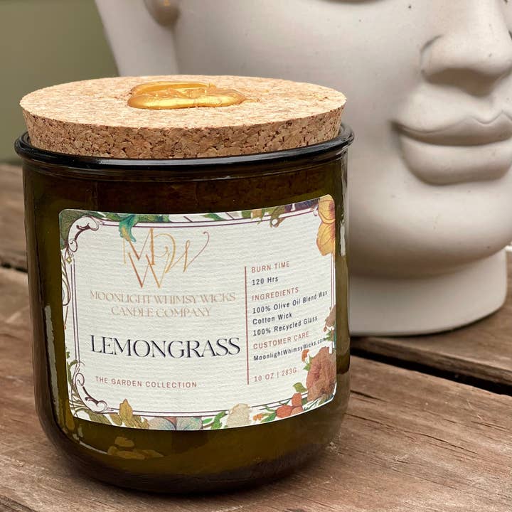 Hierba de limón | Vela de cera de aceite de oliva de lujo para venta al por mayor de Moonlight Whimsy Wicks