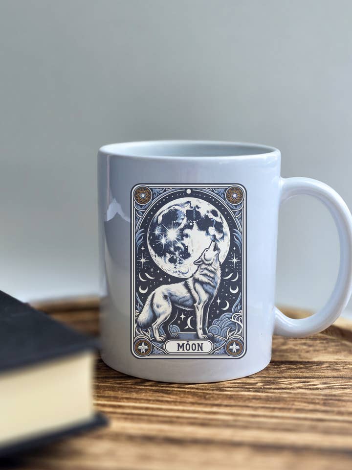 Moon Tarot Card Mug for wholesale by Galactic Sapphire