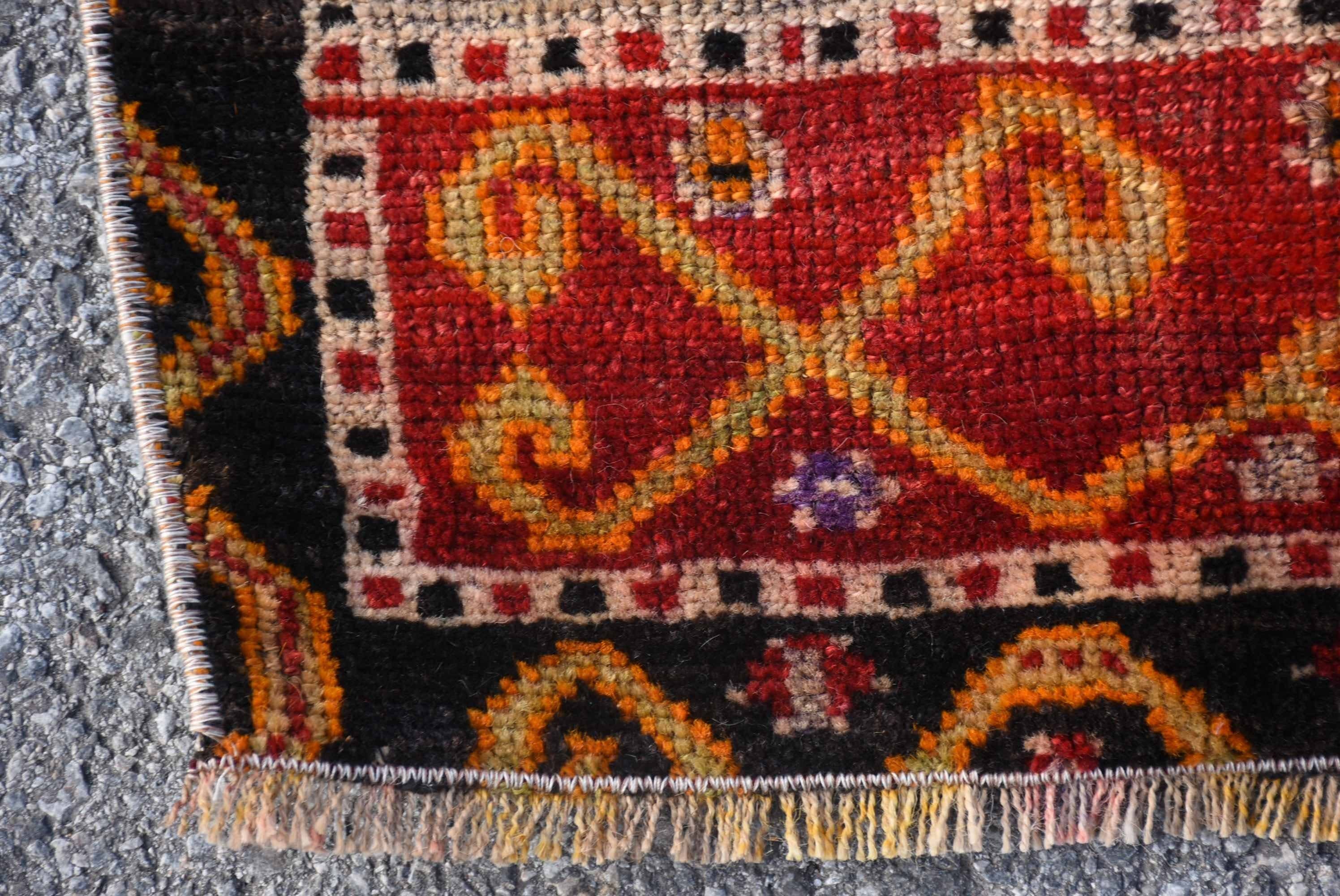 Vintage Rugs Loom - Vendita all'ingrosso Tappetini da bagno - Tappeto Patchwork Kilim Rosso Fatto a Mano, Tappeto di 1,3x3,1 Piedi Quadrati8