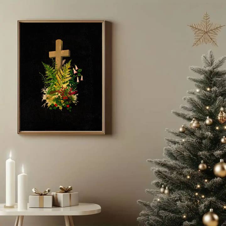 Floral Cross Canvas Art: Christian Wall Decor for wholesale by Printmast Canvas Studio