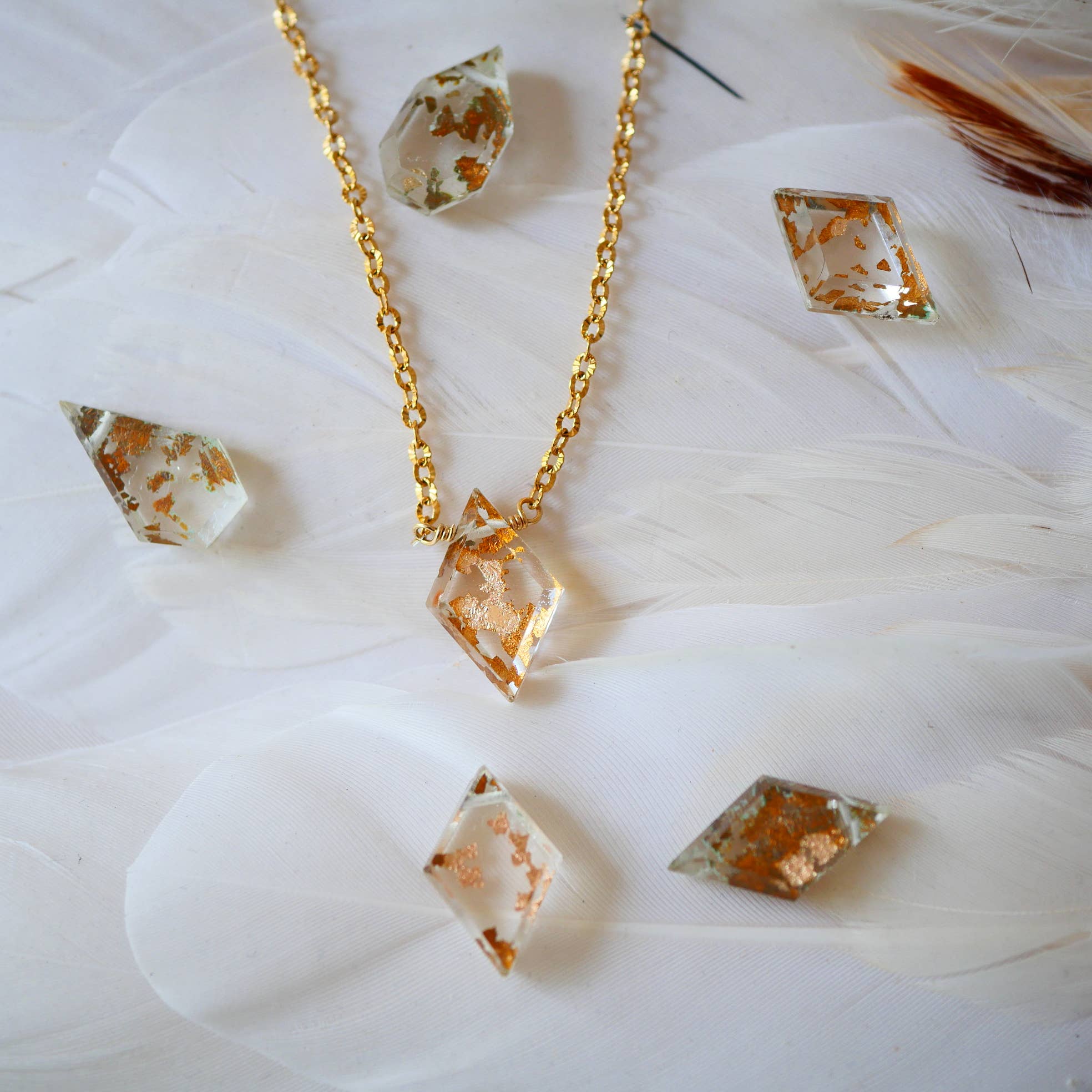 GINANDGER - Wholesale Pendant/Charm Necklace - UTTHAAN Necklace Natural quartz crystal (Gold foil crystal)1