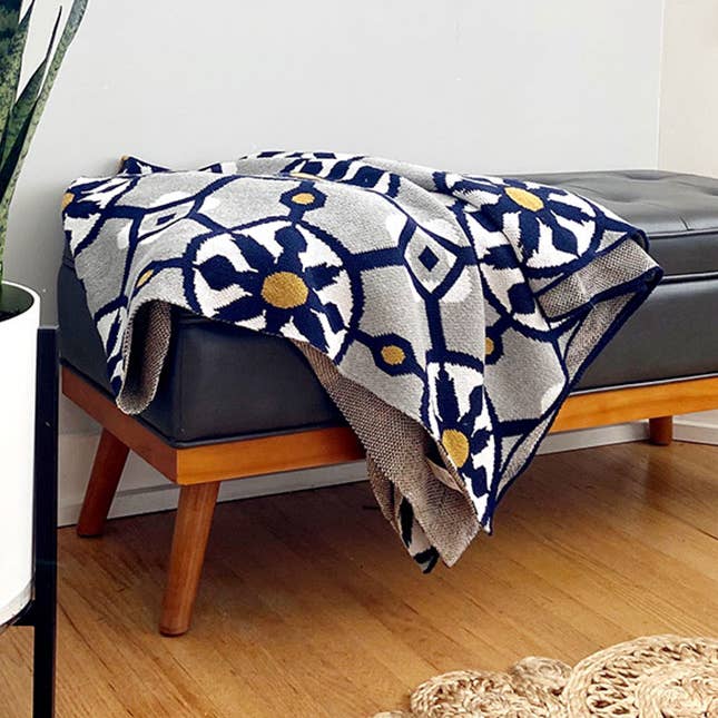 Porto Geometric Throw Blanket - Portuguese Tile, Floral for wholesale by Seek & Swoon
