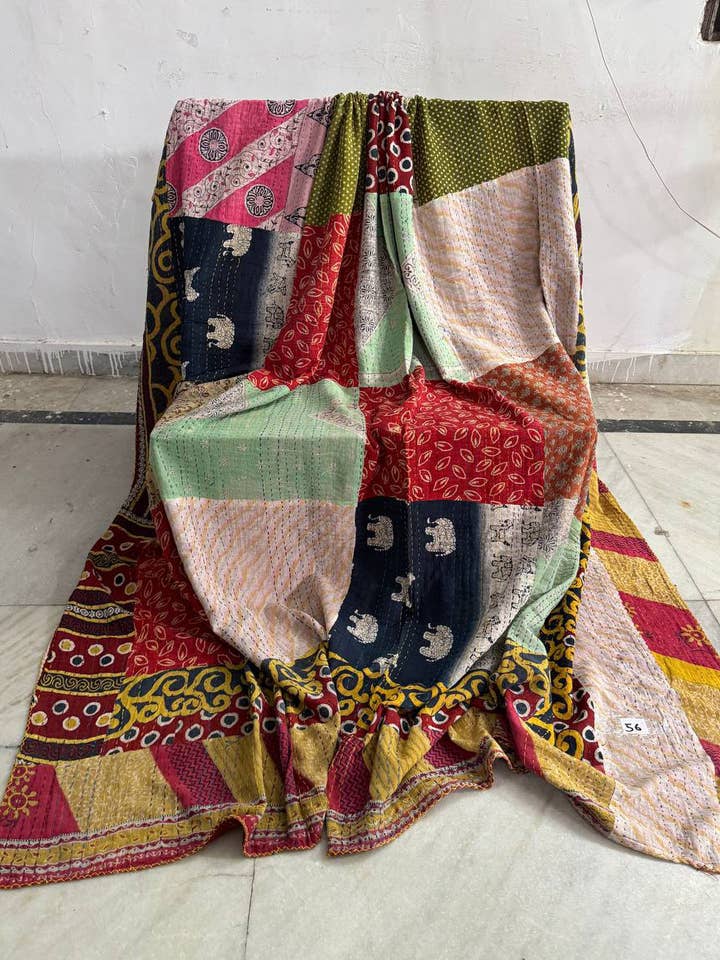 Queen Size Cotton Quilt Patchwork Quilt Kantha Stitch Quilts for wholesale by GYPSY STUDIO