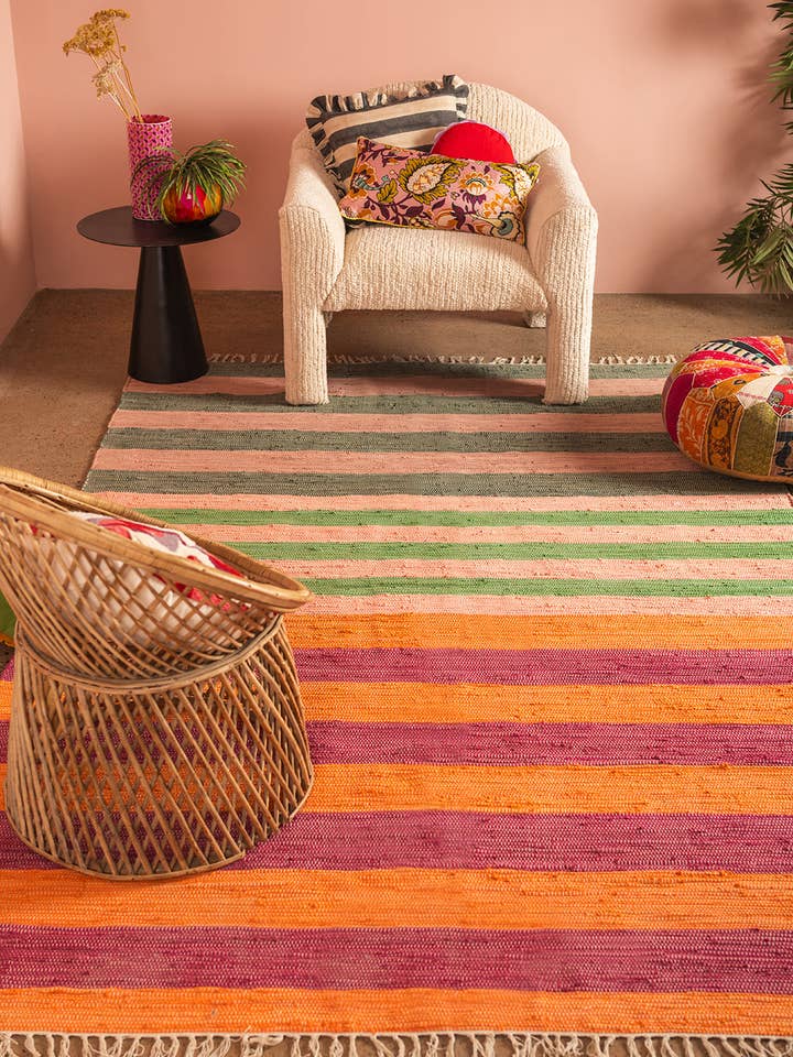 Stripe Trio Large Recycled Rug for wholesale by Ian Snow Ltd