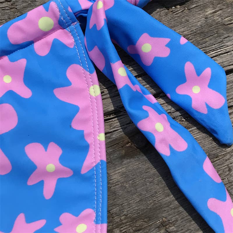 bleu Maillot de bain bikini 2 pièces à imprimé floral en vente sur Faire7
