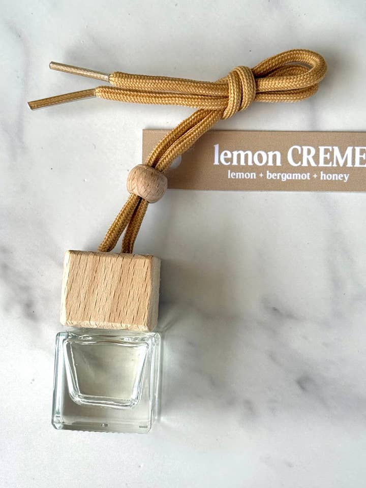 Lemon Creme Scented Car Diffuser/hanging car freshener for wholesale by Everscent Candle Co.