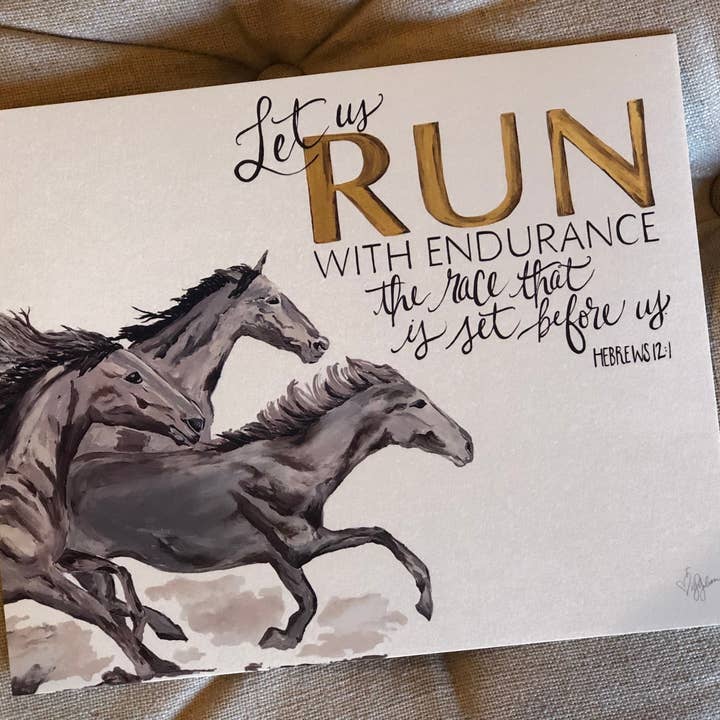 Let us RUN - Wall Art Print • Christian Gift Decor for wholesale by STORY DESIGNS