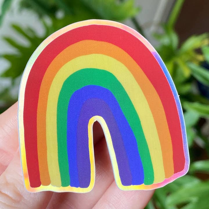 Rainbow Holographic Sticker for wholesale by Jess Weymouth