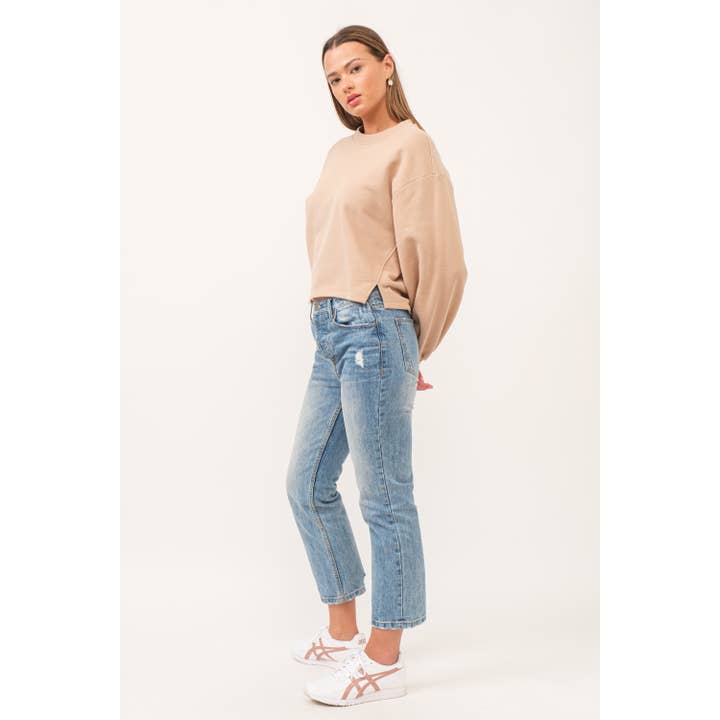 The GREii - Wholesale Sweatshirt - Women's - Cutout Rib Fleece Sweatshirt7