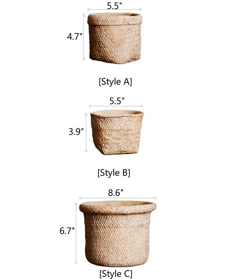 Rustic Reach - Vente Pot - Jardinière en béton de style panier en paille0