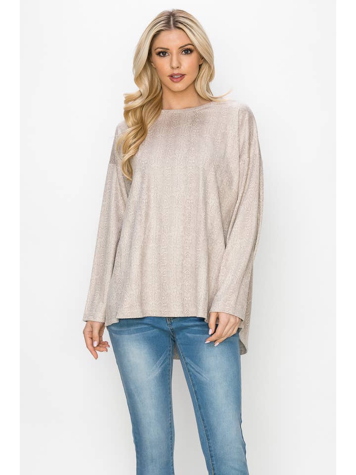 Joh Apparel - Wholesale Tunic - Women's - Ailith Stretch Suede Snake Print Top8