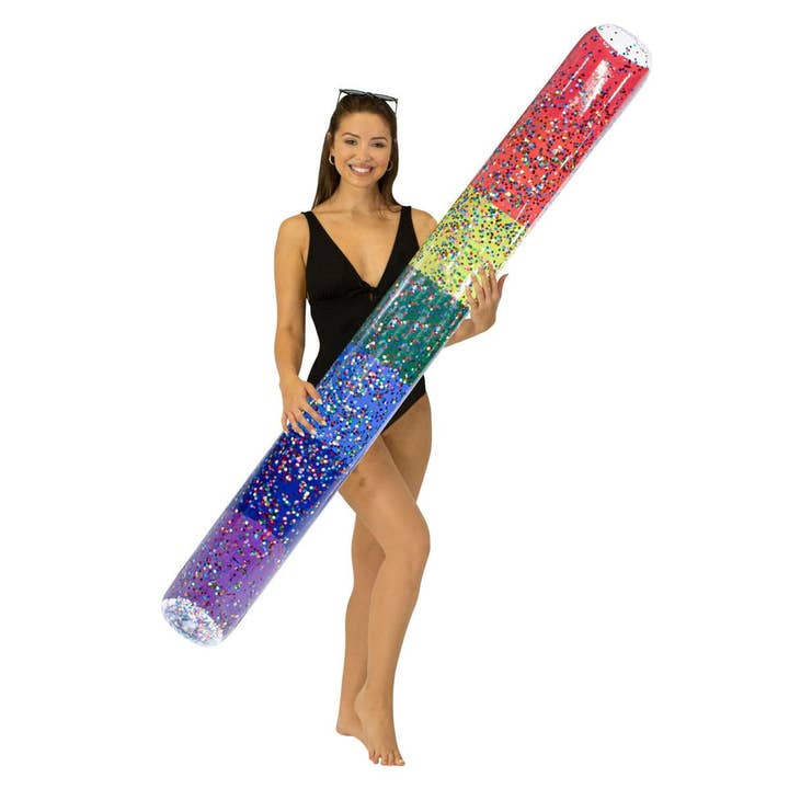 Inflatable Pool Noodle Classic Rainbow Glitter Giant Size for wholesale by PoolCandy