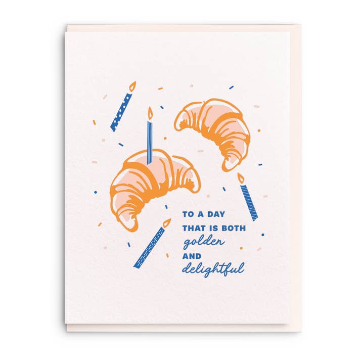Birthday Croissant, Letterpress Birthday Greeting Card for wholesale by Dahlia Press