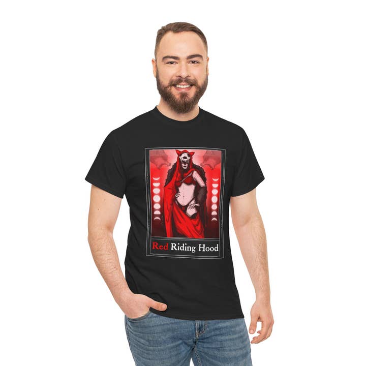 LVB Art - Wholesale T-Shirt (Graphic) - Unisex - Red Riding Hood Tarot (Front & Back Print) Unisex Heavy Cotton Tee9