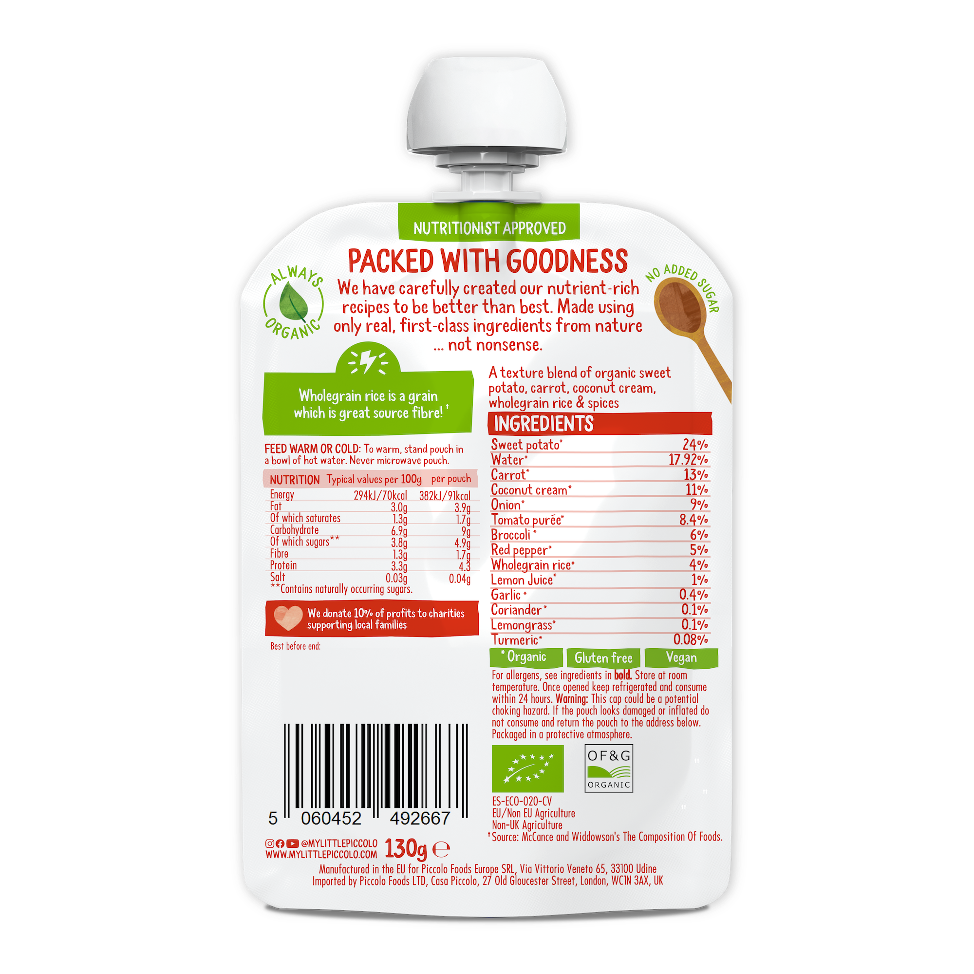 Piccolo Foods – wholesale Baby food – PICCOLO ORGANIC COCONUT RED THAI VEGETABLE CURRY 7 Months+1