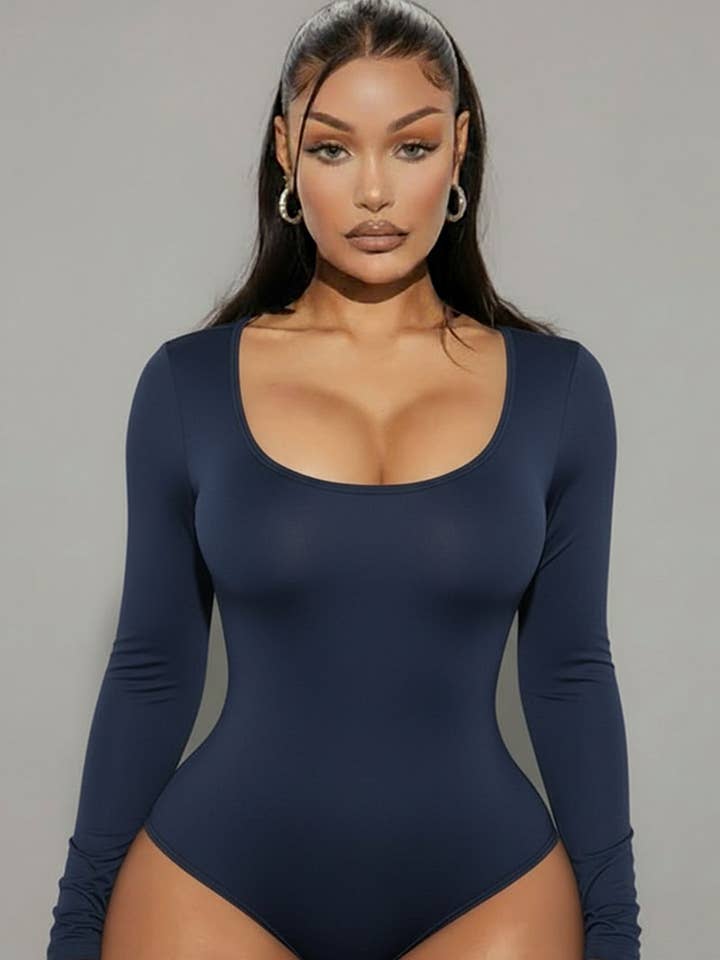 CAPELLA APPAREL - Wholesale Bodysuit - Women's - Scoop Neck Solid Long Sleeve Bodysuit6