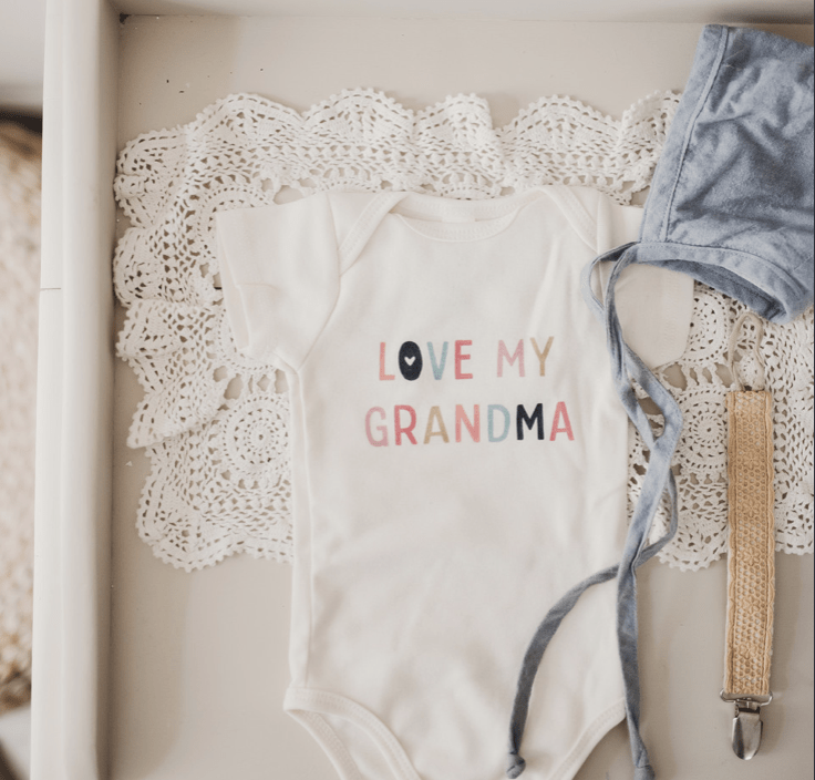 Default baby graphic organic bodysuit | love grandma for wholesale on Faire1