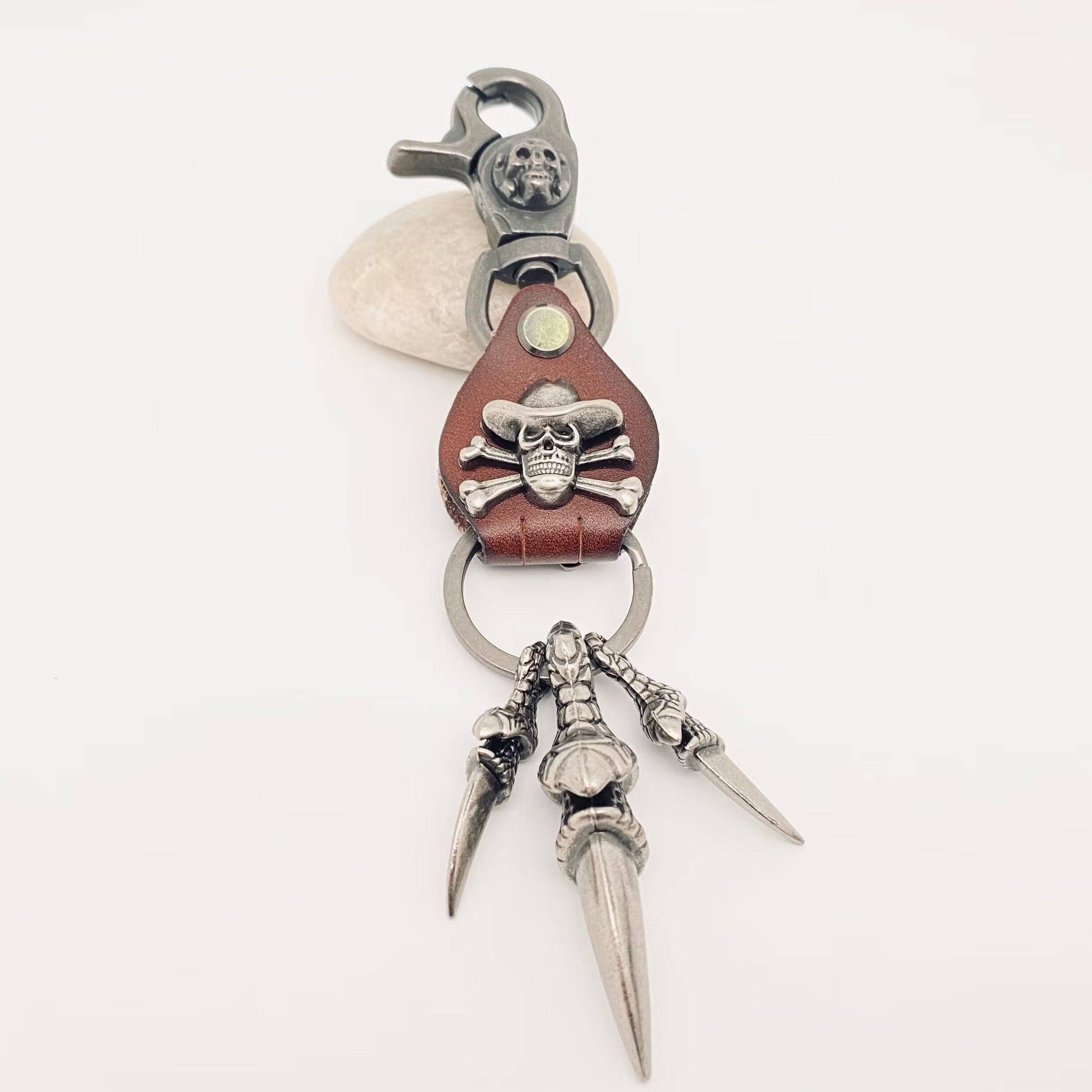 Mio Queena - Wholesale Keychain - Unisex - Punk Leather Keychain Skull Style Dragon Claw Pendant1