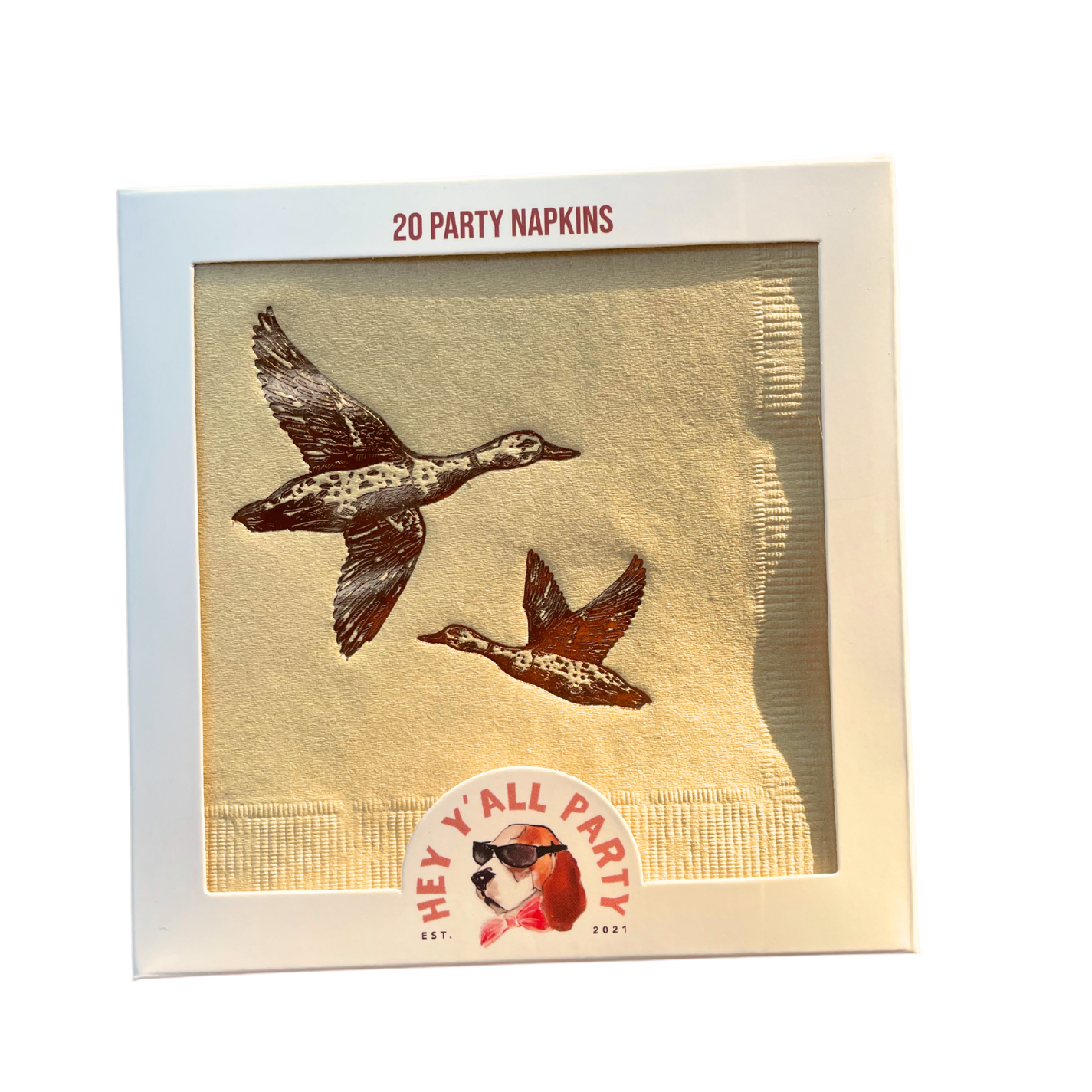 Hey Y'all Party - Wholesale Disposable Napkin - Ducks Gold Foil on Taupe Party Napkins3