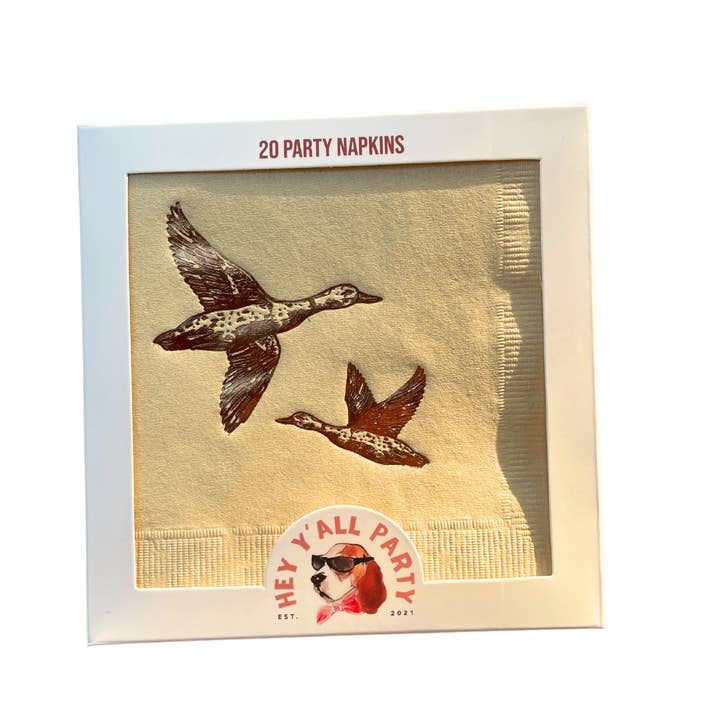 Hey Y'all Party - Wholesale Disposable napkin - Ducks Gold Foil on Taupe Party Napkins3