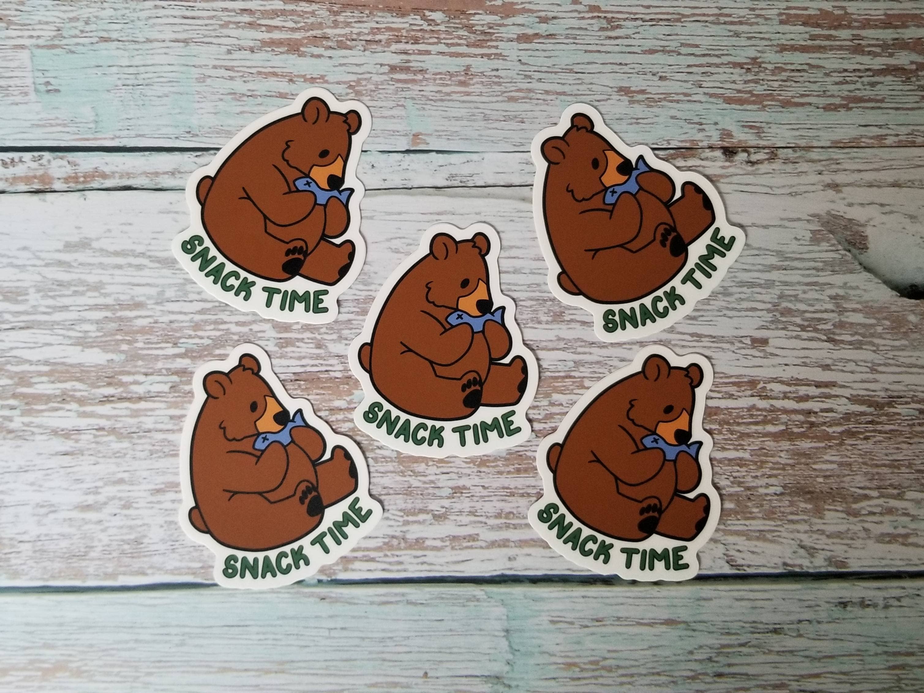 Jade Raven Arts - Wholesale Sticker - Snack Time Brown Bear Vinyl Sticker1