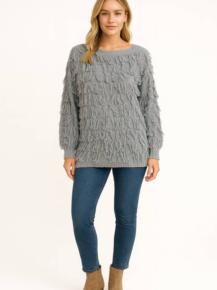 Italiaanse Franje Laag Kwast Detail Trui Top voor wholesale door Miss Bold