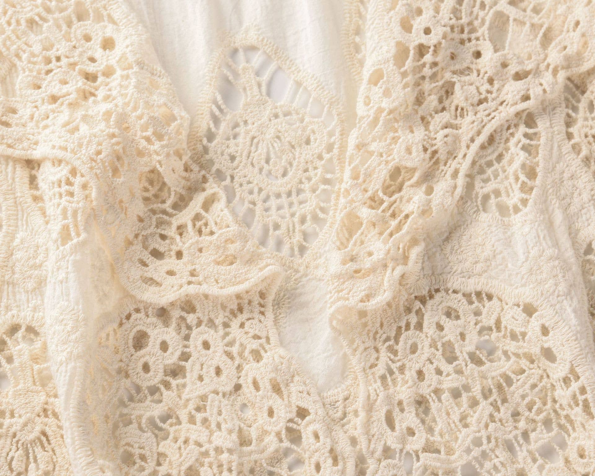 Rosa Clothing - Wholesale Cardigan - Women's - Sleeveless Hollow Jacquard Lace Cardigan6