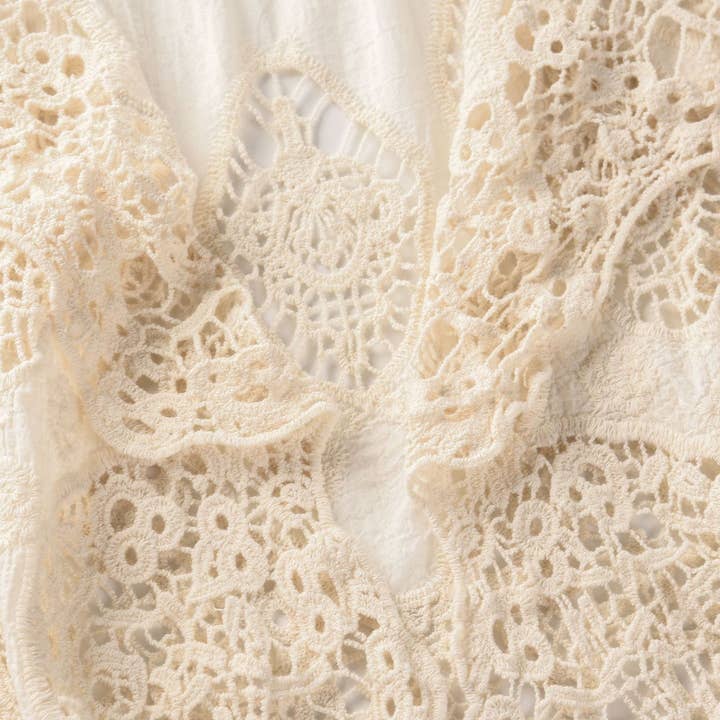 Rosa Clothing - Wholesale Cardigan - Women's - Sleeveless Hollow Jacquard Lace Cardigan6