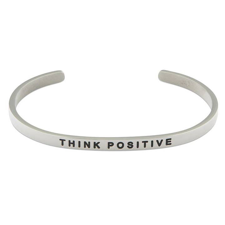Stainless Steel Mantra Bracelet, Think Positive Stainless Steel Mantra Bracelet, Think Positive