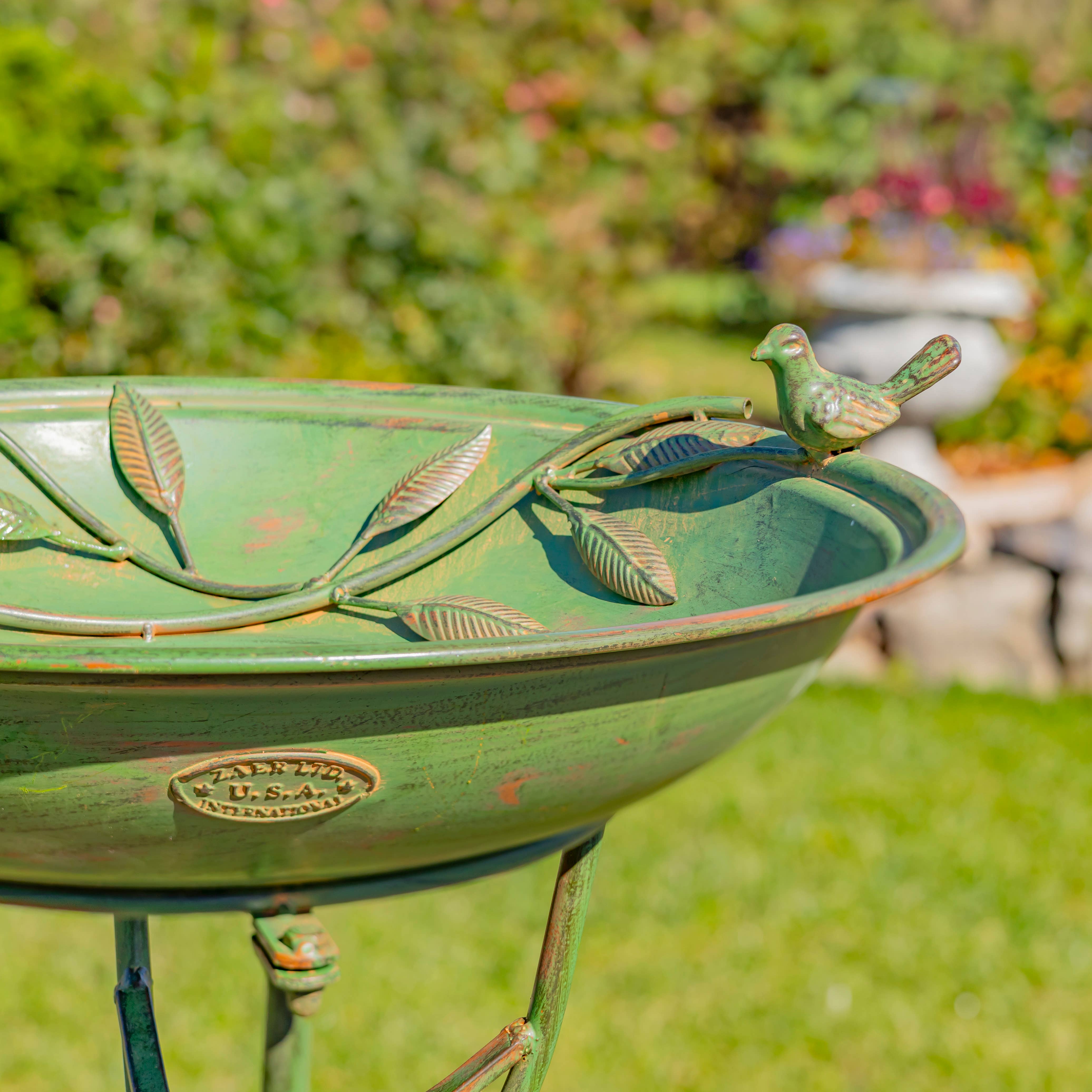 Zaer Ltd. International - Wholesale Bird Bath - "Two Birds" Iron Birdbath - 3 Color Options21