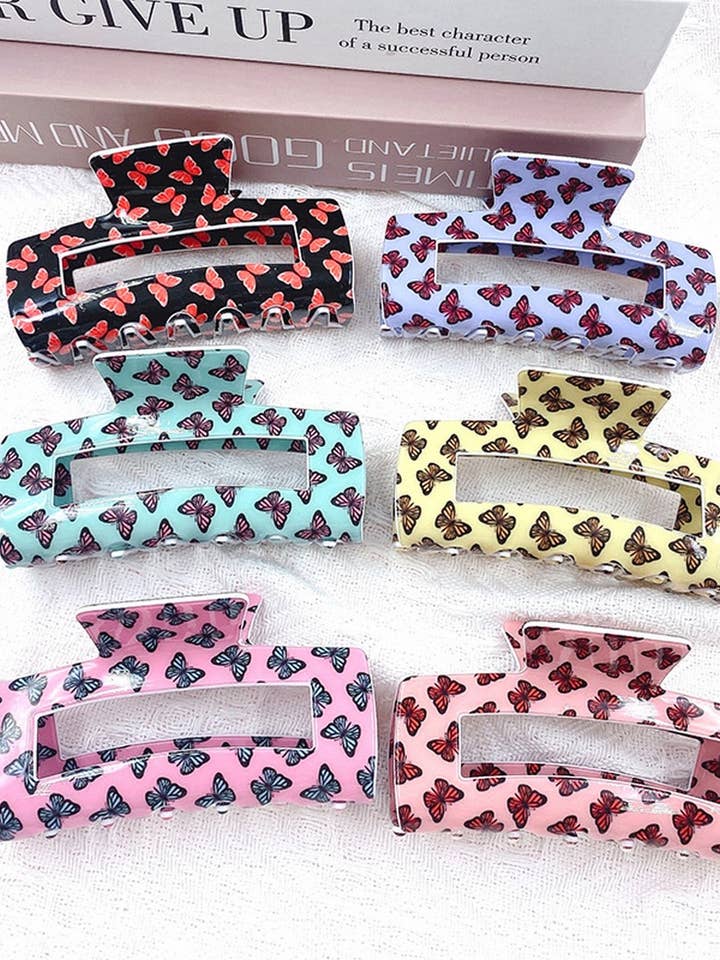 CWAHA1395_FRENCH VINTAGE SQUARE BUTTERFLY HAIR CLAW CLIP for wholesale by NINEXIS