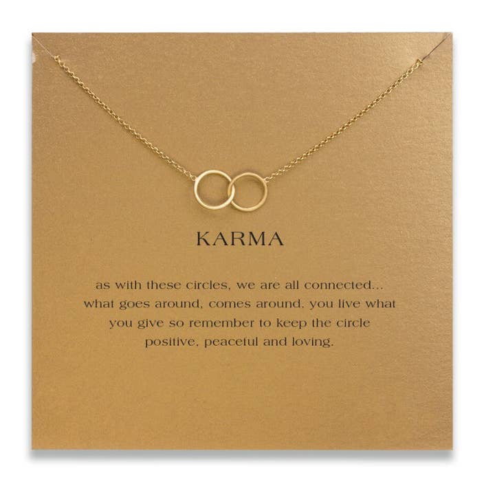 Kate Tuesday Jewelry - Wholesale Pendant/Charm Necklace - Karma Gold Necklace on Card
