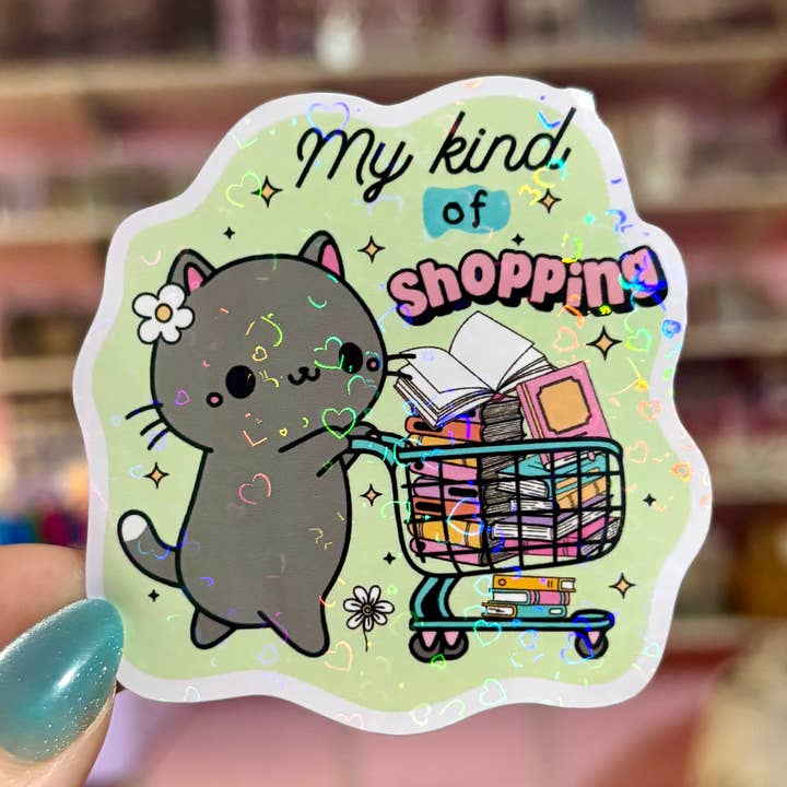 My Kind of Bookshopping Sticker for wholesale by Awfullynerdy.co