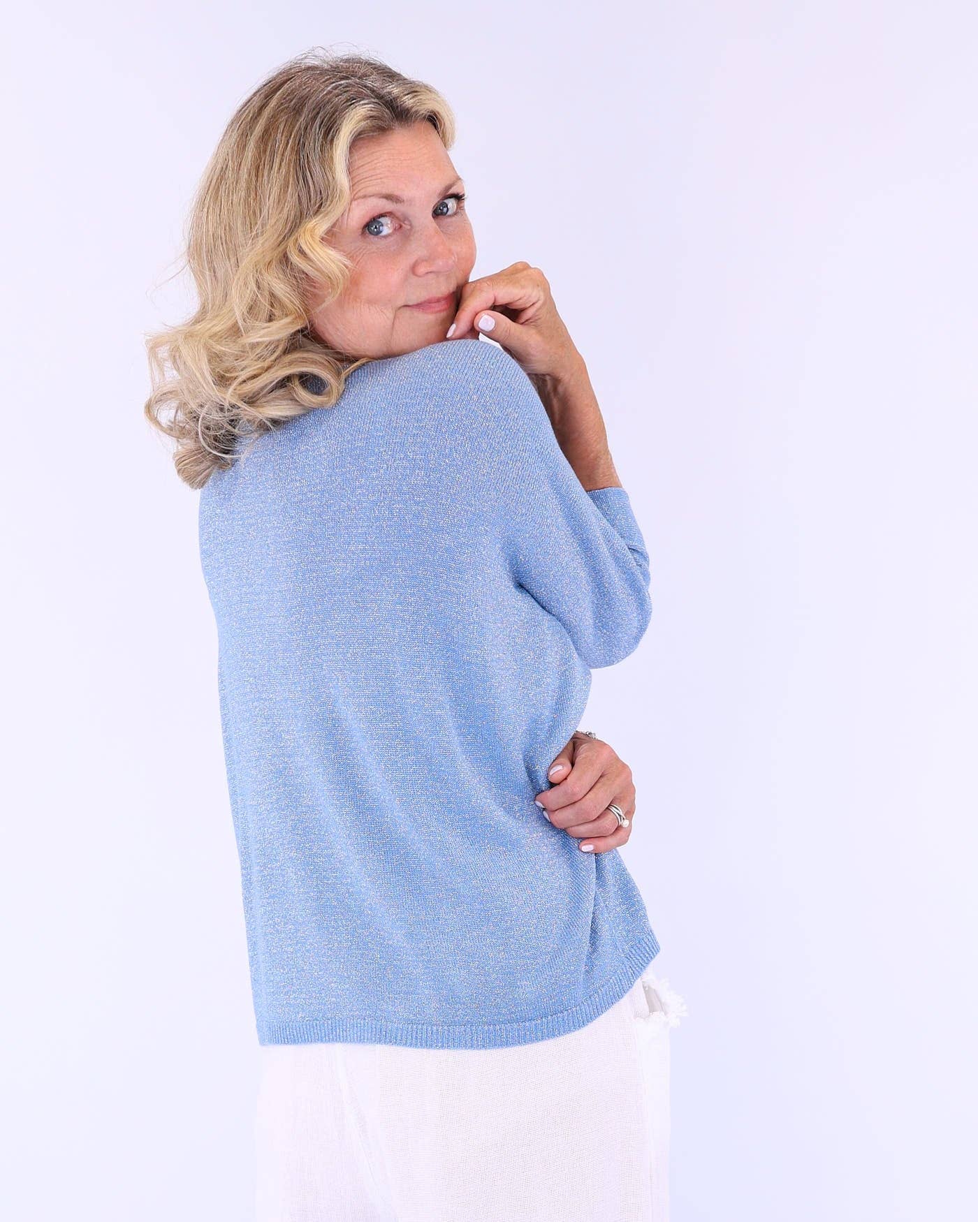 Cadenza Italy Ltd – wholesale Knit top – Women's – Modal Blend V Neck Sparkle Top7