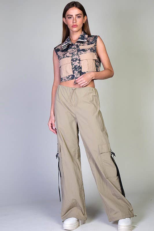 Rehab Lab - Wholesale Pants - Women's - Low Rise Cargo Parachute Pants With Contrast Strap6