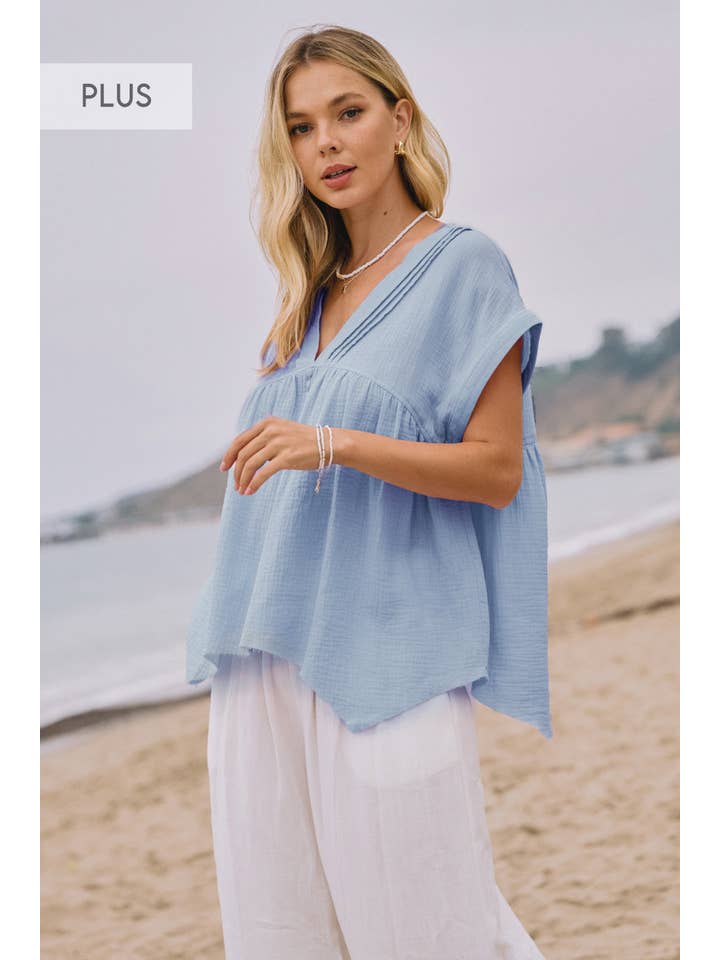 Oddi - Wholesale Blouse - Women's - Plus Cotton Gauze Short Sleeve Top4