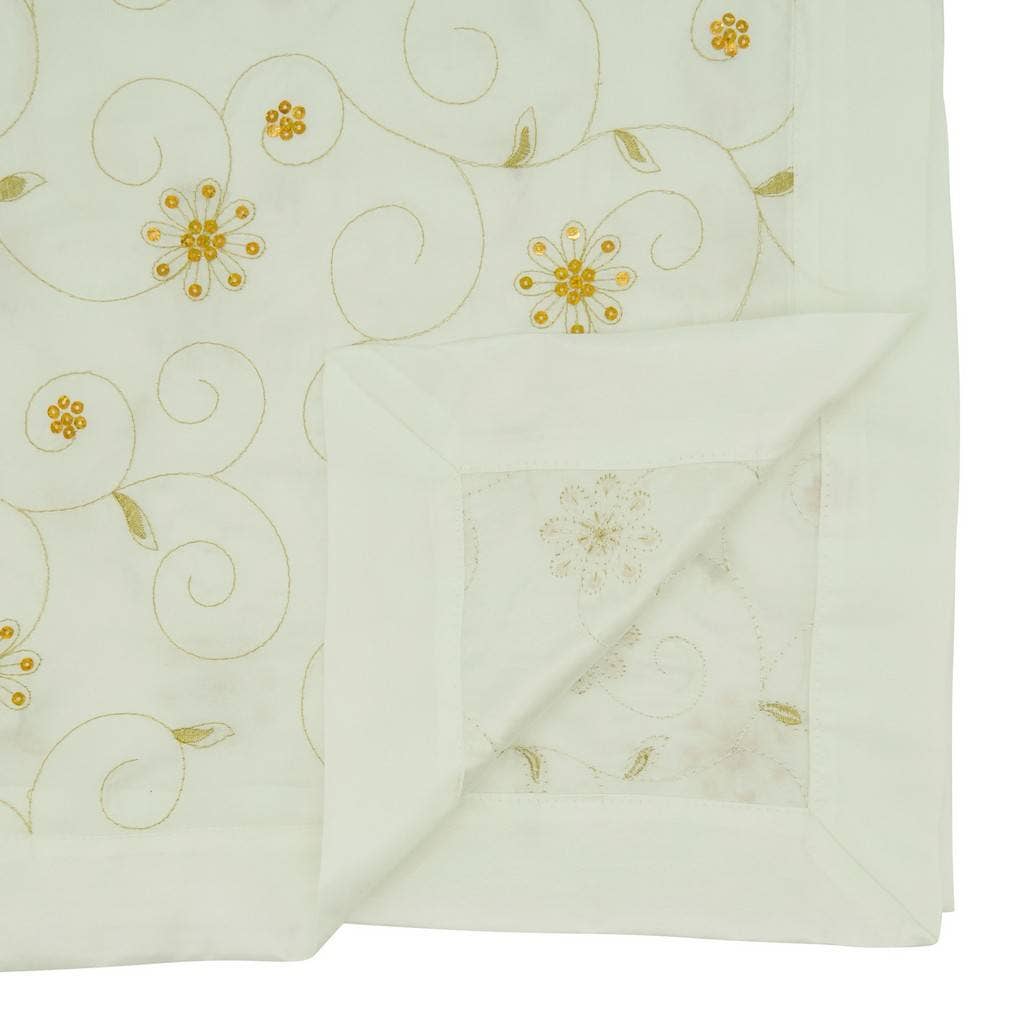 Fennco Styles - Vente Chemins de table - Chemin de table de Noël en ivoire brodé et paillettes dorées (copie)2