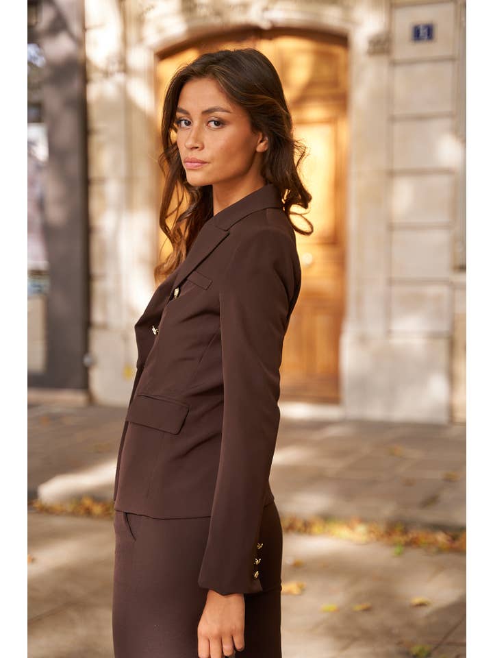 Attentif Paris – Großhandel Blazer – Damen – Attentif Paris zeitloser taillierter Blazer mit doppelreihigem Goldknopfmuster91
