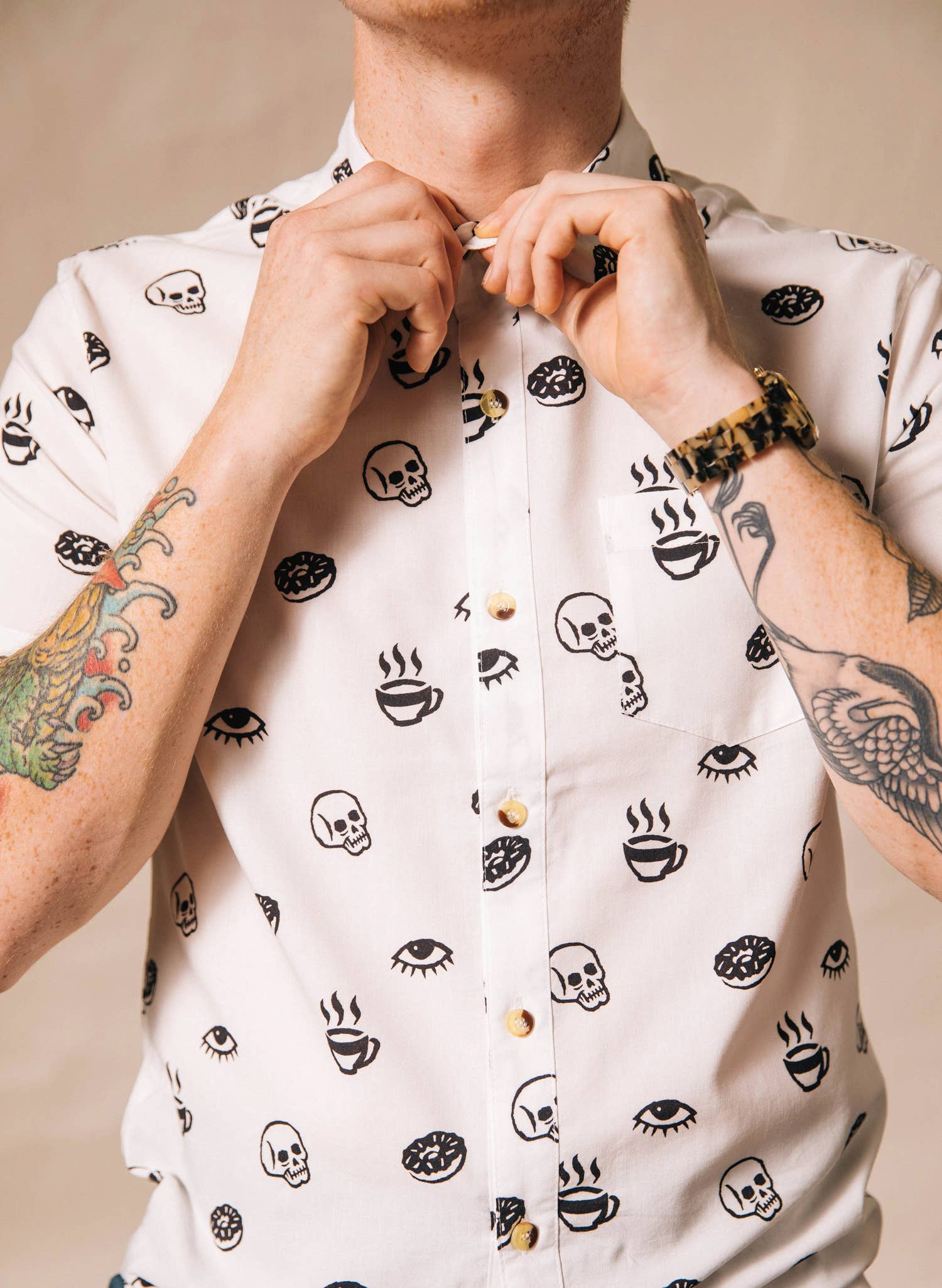 Pyknic - Wholesale Button Down Shirt - Unisex - Morning Glory Coffee Casual Button Down Shirt Men & Women5