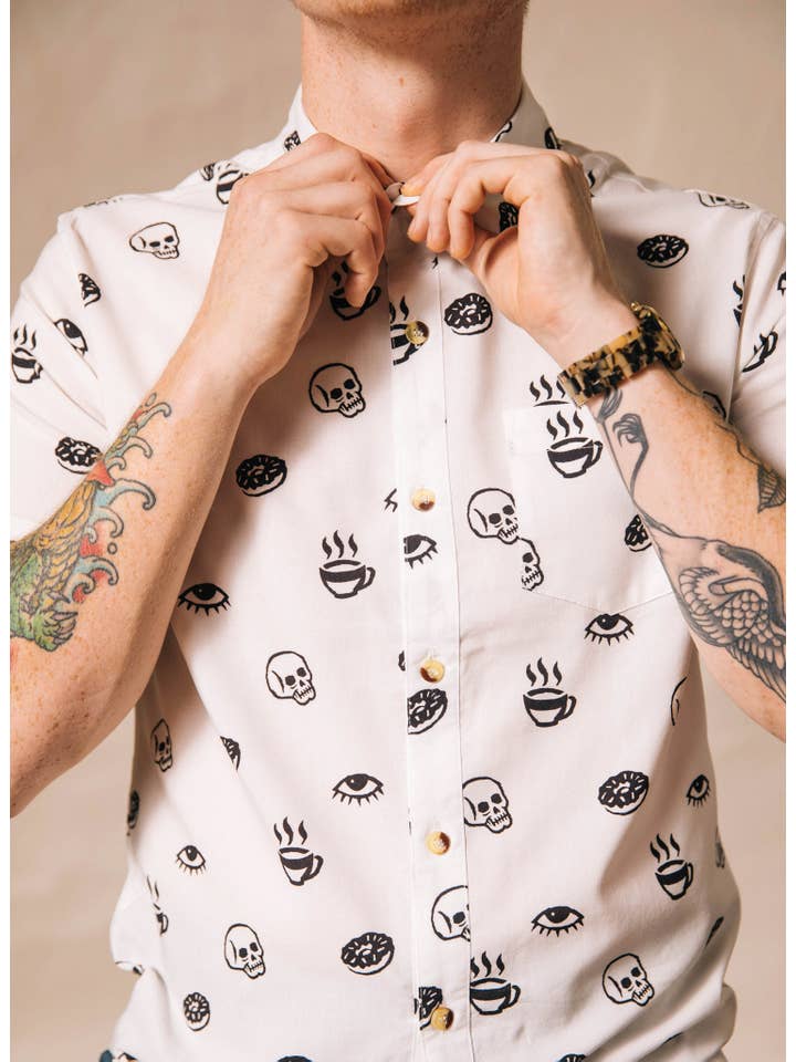 Pyknic – Großhandel Hemd mit Button-down-Kragen – Unisex – Morning Glory Coffee lässiges Button-Down-Hemd für Damen und Herren5